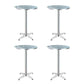Marco Set of 4 Outdoor Bar Table Furniture Adjustable Aluminium Cafe Table Round - Silver