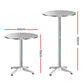 Marco Set of 4 Outdoor Bar Table Furniture Adjustable Aluminium Cafe Table Round - Silver