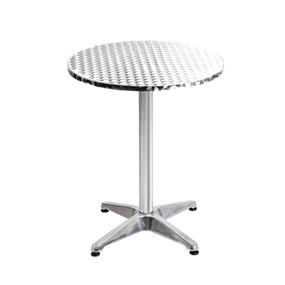 Marco Set of 6 Outdoor Bar Table Furniture Adjustable Aluminium Cafe Table Round - Silver