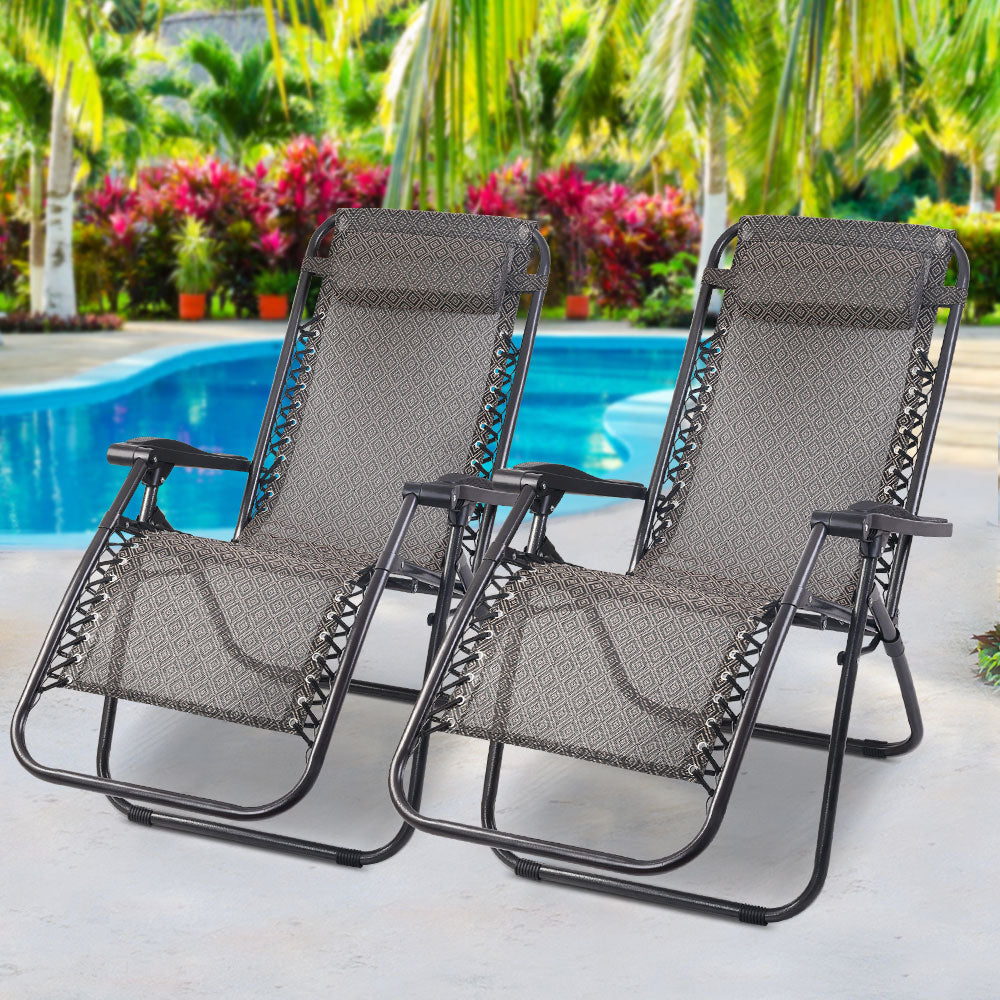 Loughton Set of 2 Zero Gravity Folding Recliner Outdoor Chair - Beige