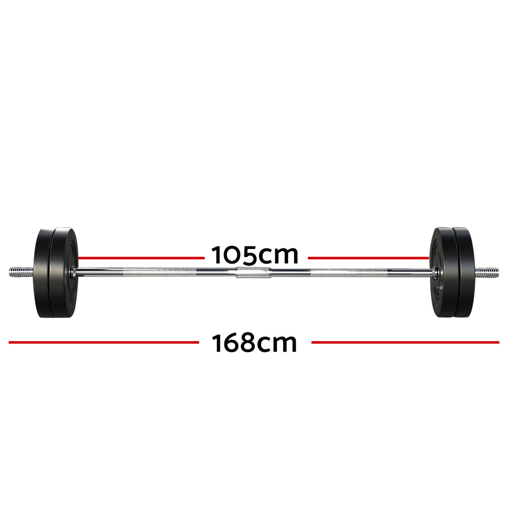 48kg Barbell Weight Set Plates Bar Bench Press Fitness Exercise Home Gym 168cm