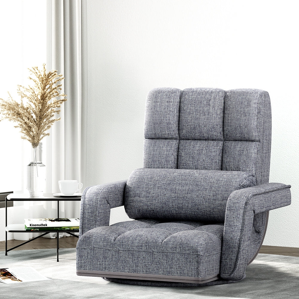 Maria Chaise Swivel Sofa Bed Recliner Lounge Chair - Grey