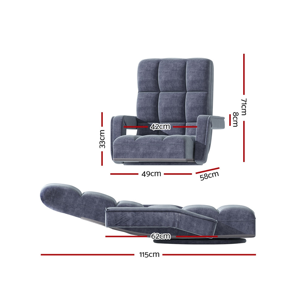 Maria Chaise Swivel Sofa Bed Recliner Lounge Chair - Charcoal