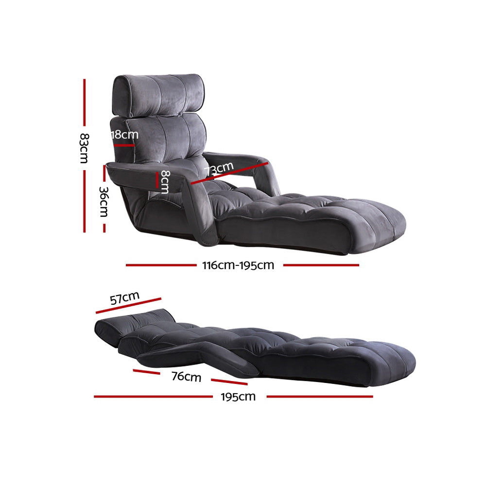 Margaret Adjustable Lounger with Arms - Charcoal
