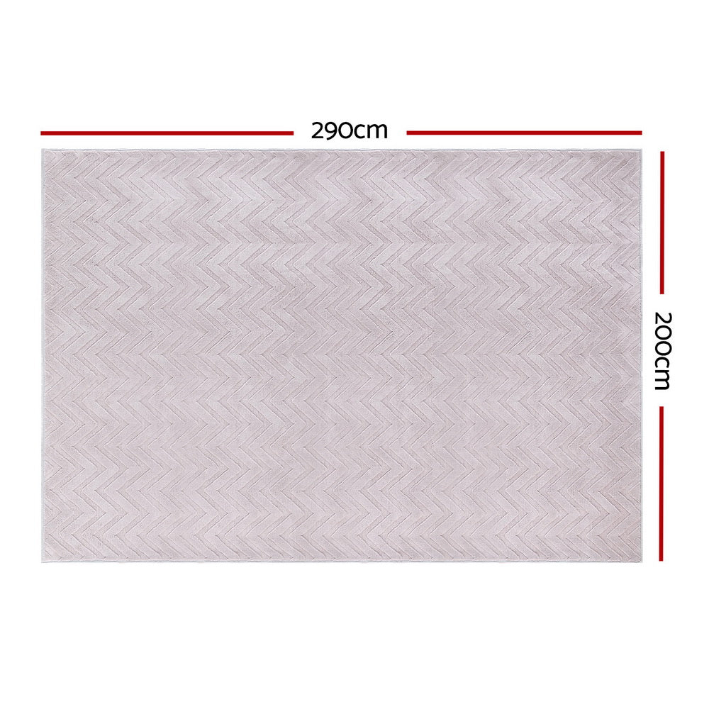 Bronte 200x290cm Floor Rugs Washable Area Mat Large Carpet Microfiber - Grey