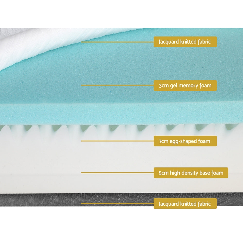 Eira 15cm Memory Foam Mattress Bed Cool Gel Non Spring Comfort - Double