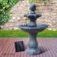 3 Tier Solar Powered Water Fountain - Black
