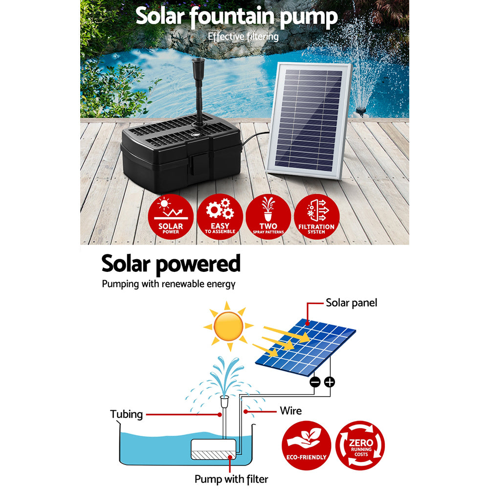 4.6ft Solar Pond Pump with Eco Filter Box Water Fountain Kit