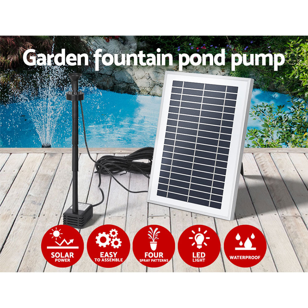 Solar Pond Pump with Battery LED Lights 4.4FT