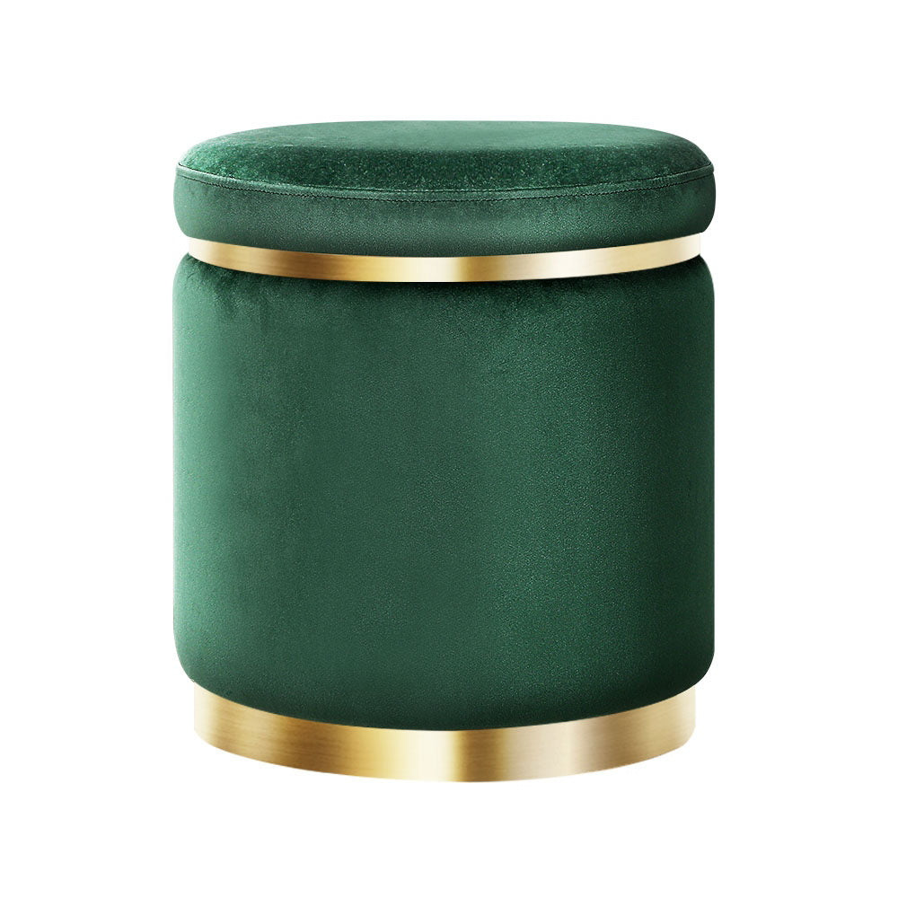 Ottoman Round Velvet Foot Stool Foot Rest Pouffe Padded Seat Pouf Green