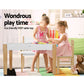 Pembroke 3-Piece Kids Table & Chairs Set Activity Chalkboard Toys Storage Desk Drawing - White & Wood