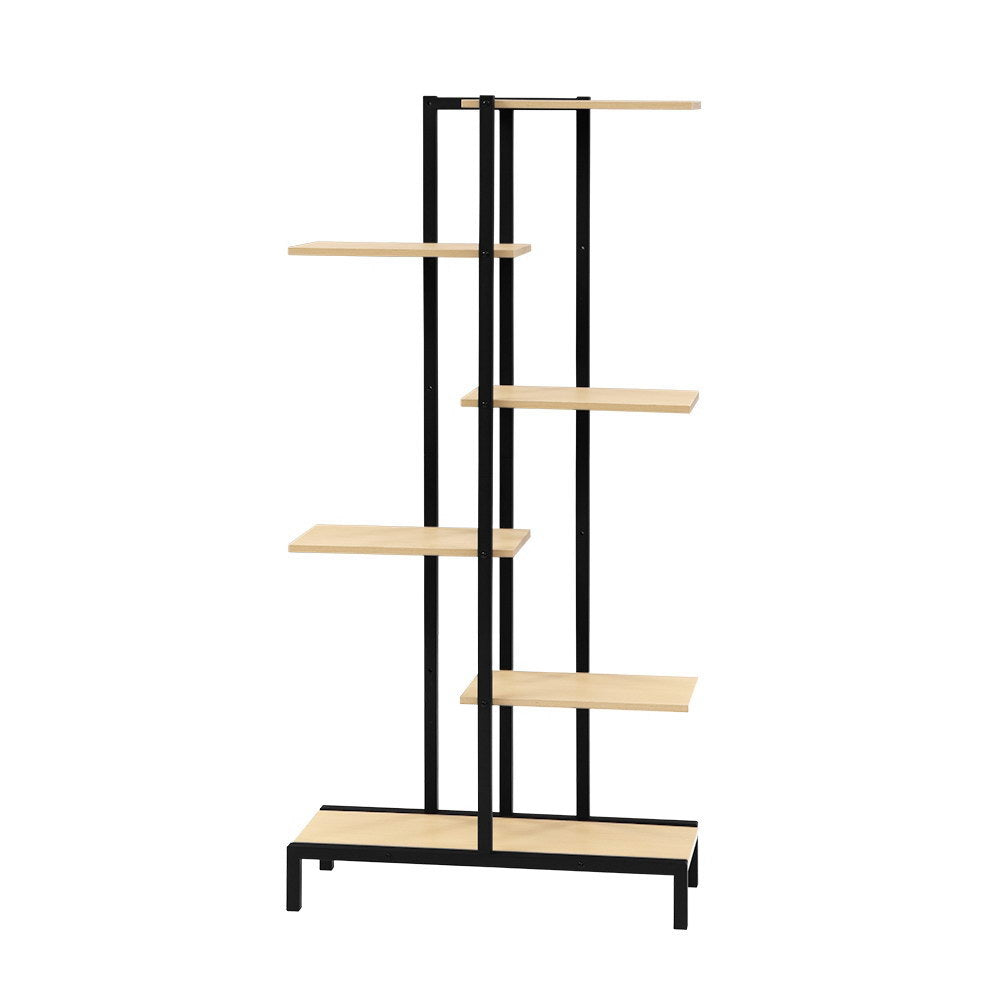 6-tier Indoor Outdoor Metal Wood Plant Stand Garden Shelf Garden Display