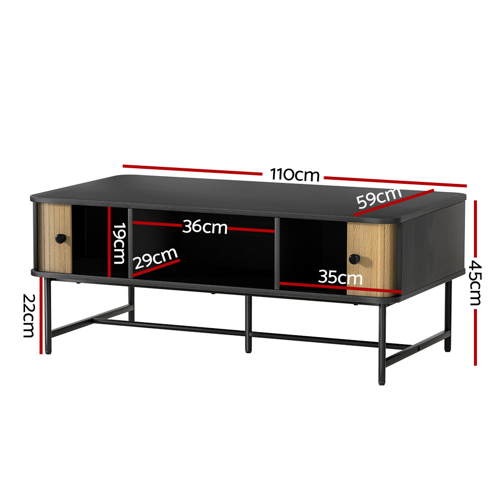 Ivi Coffee Table Sliding Drawer Door - Black