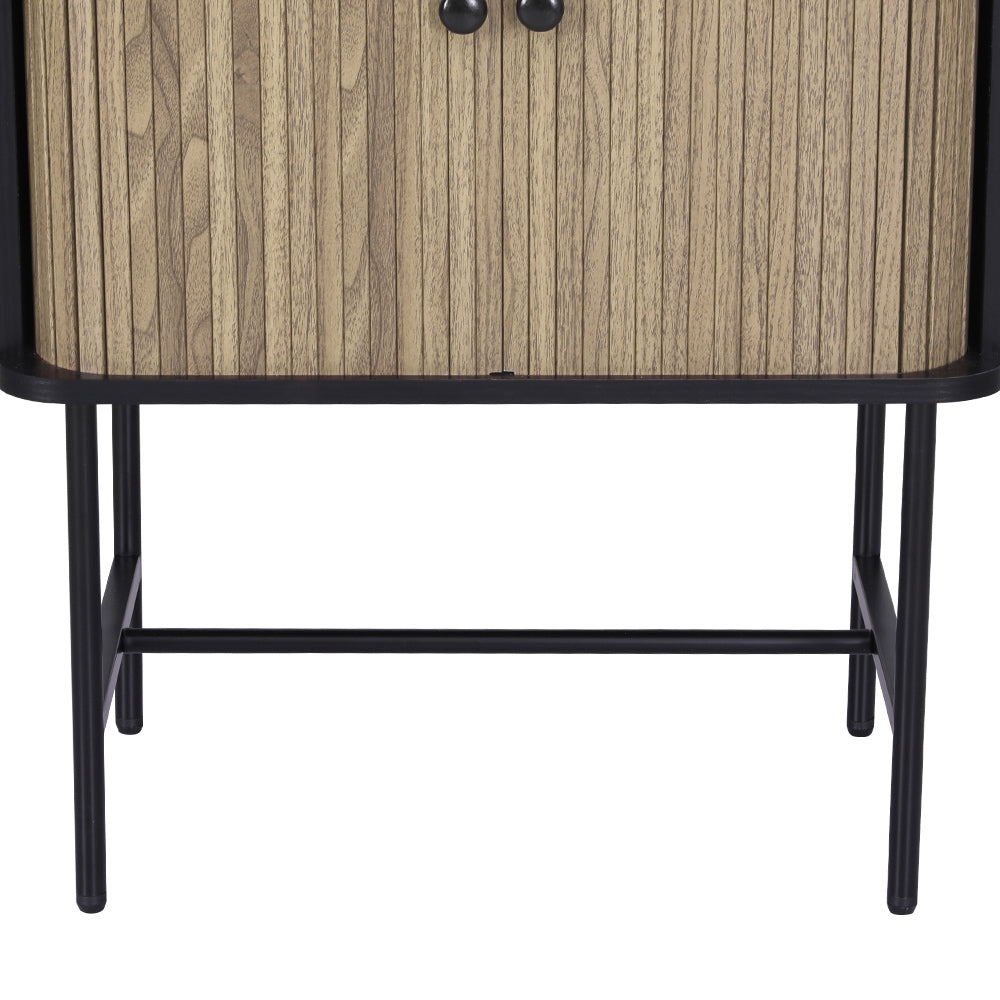 Varian Wooden Buffet Sideboard Cupboard Cabinet Sliding Doors Pantry Storage - Wood & Black