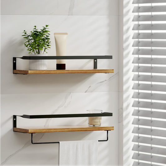 Set of 2 Floating Wall Shelves Brackets Towel Rail Rack DIY Wall Mount Rack