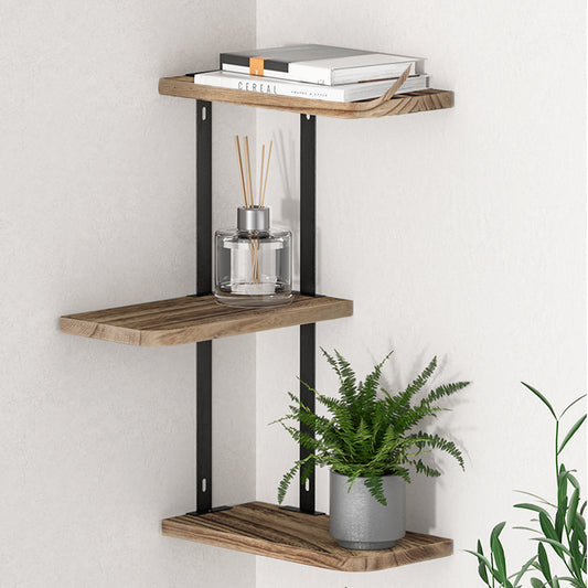 Floating Wall Shelves Brackets 3 Tiers Corner Display DIY Wall Mount Rack