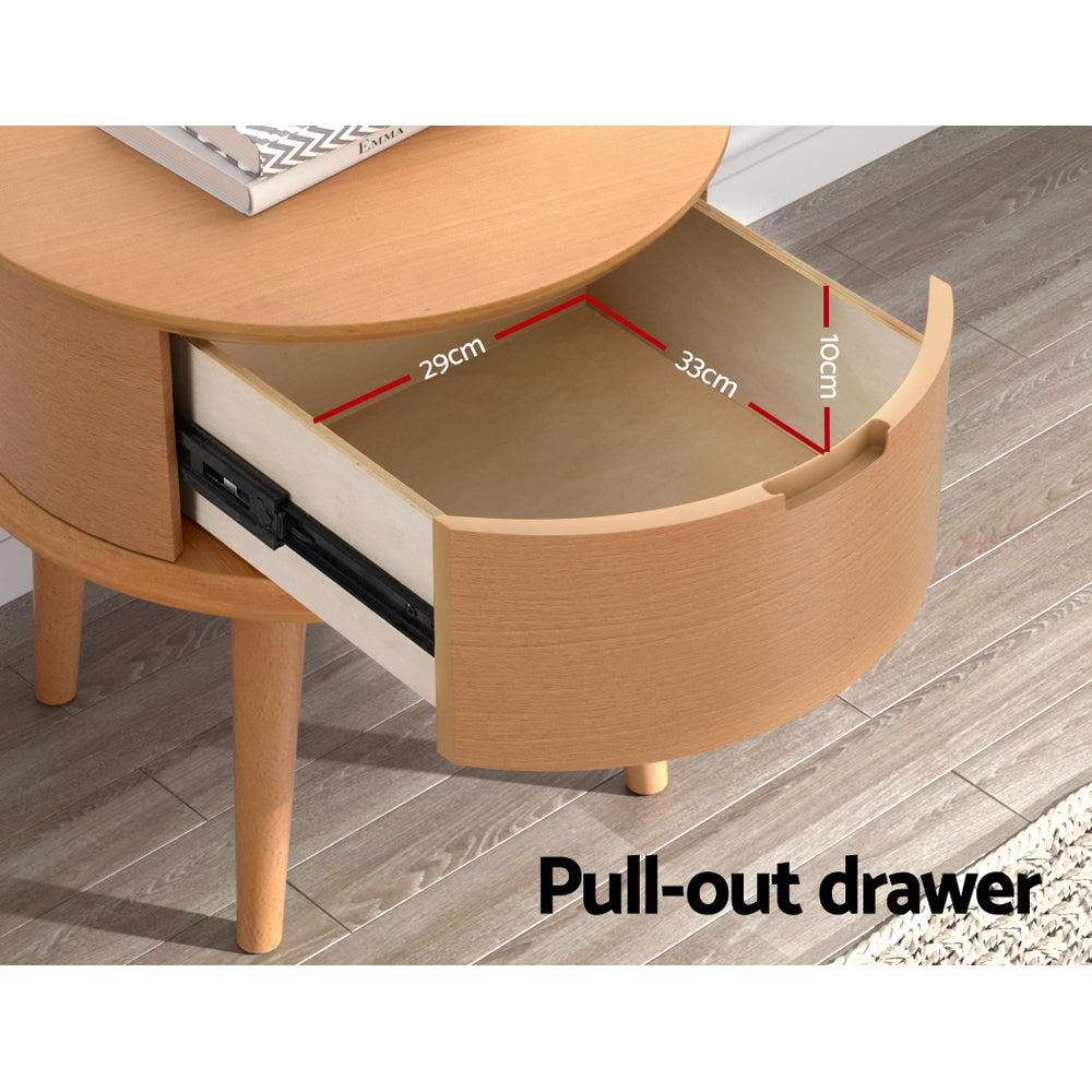 Richmond Wooden Bedside Tables Curved Drawers Side End Table Nightstand Legs Bedroom - Oak