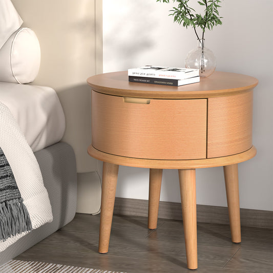 Richmond Wooden Bedside Tables Curved Drawers Side End Table Nightstand Legs Bedroom - Oak