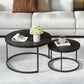 Iphiclus Set of 2 Coffee Table Nesting Marble Effect - Black