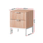 Brantford Wooden Bedside Tables Shelf Drawers Nightstand Storage Bedroom with 2 Drawers - Brown
