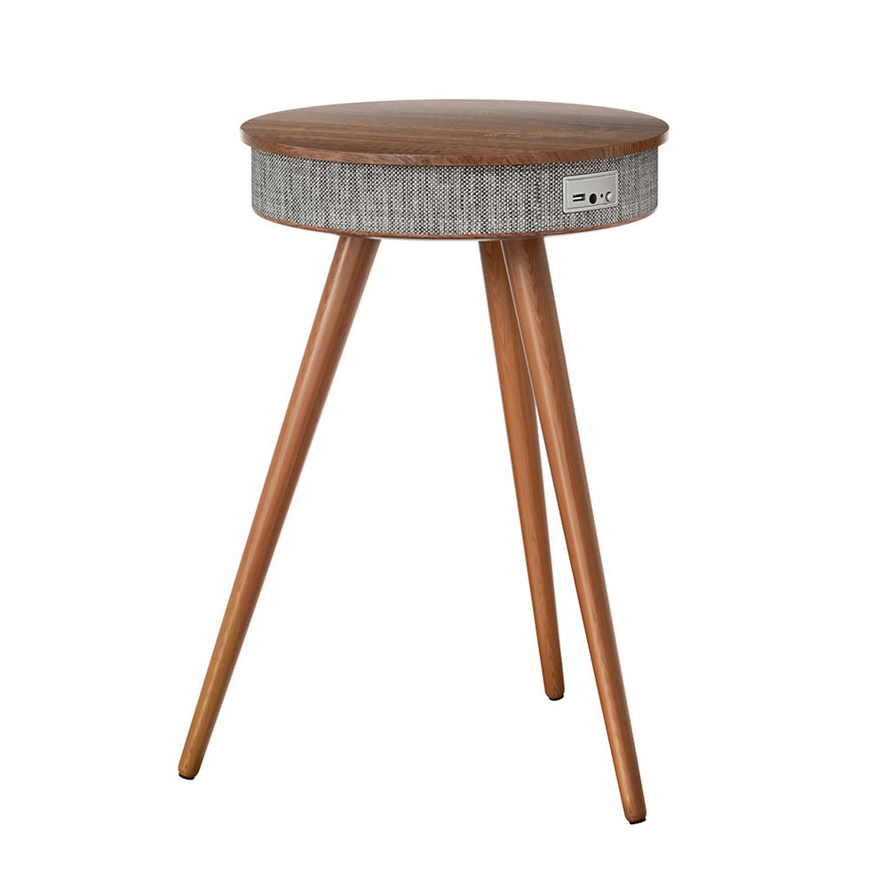 Illyrios Side End Table Smart Wireless Charging Bluetooth Speaker - Wood