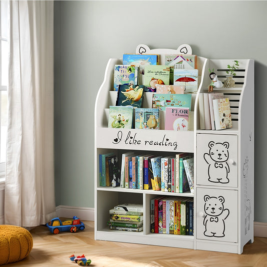4 Tiers Kids Bookshelf Storage Children Bookcase Toy Organiser Display