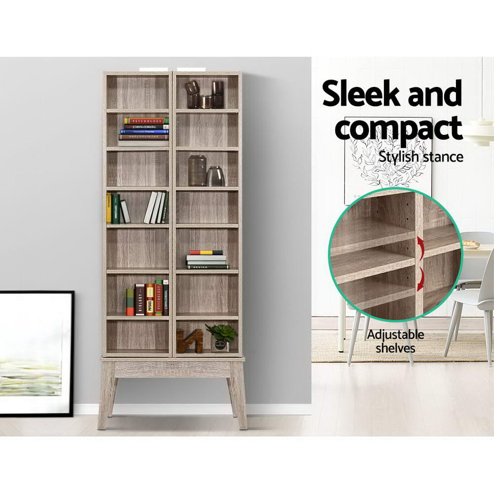 CD DVD Media Storage Display Shelf Folding Cabinet Bookshelf Blu-ray Rack Oak