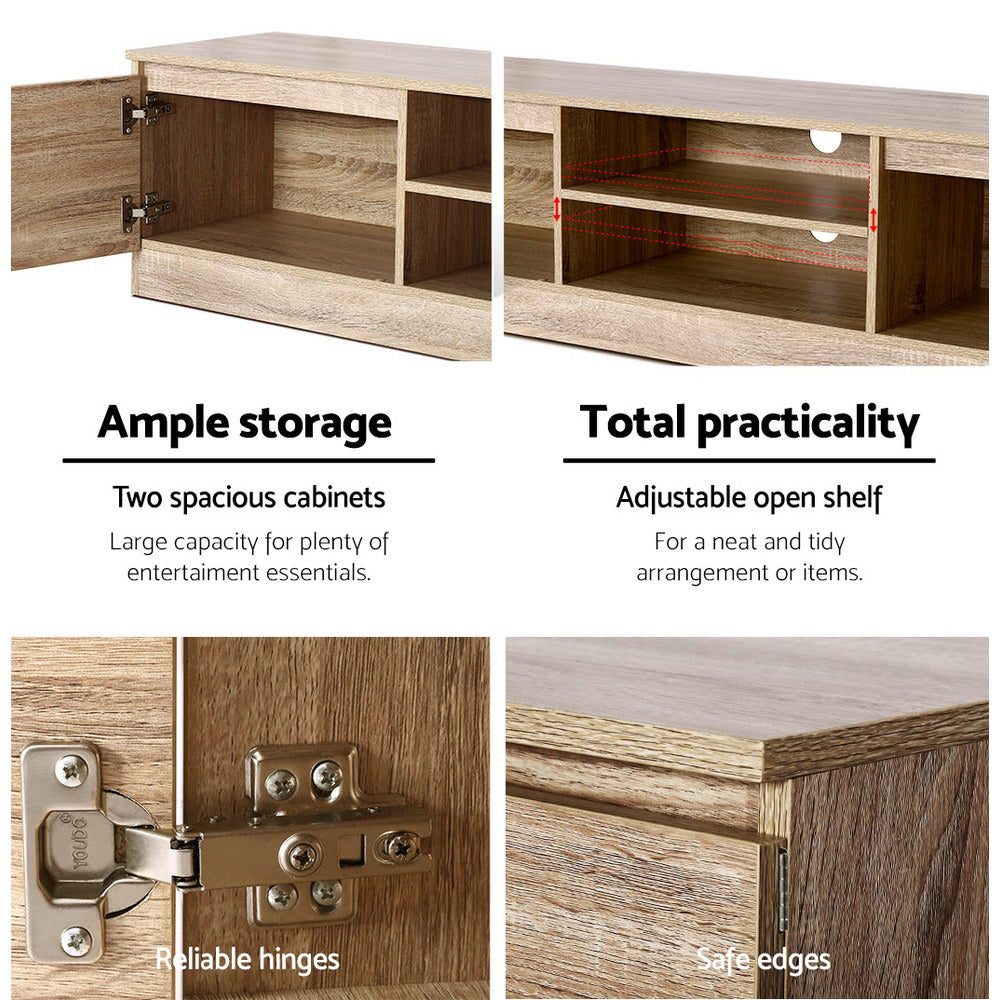 Halle 160cm TV Stand Entertainment Unit Lowline Storage Cabinet Wooden - Wooden