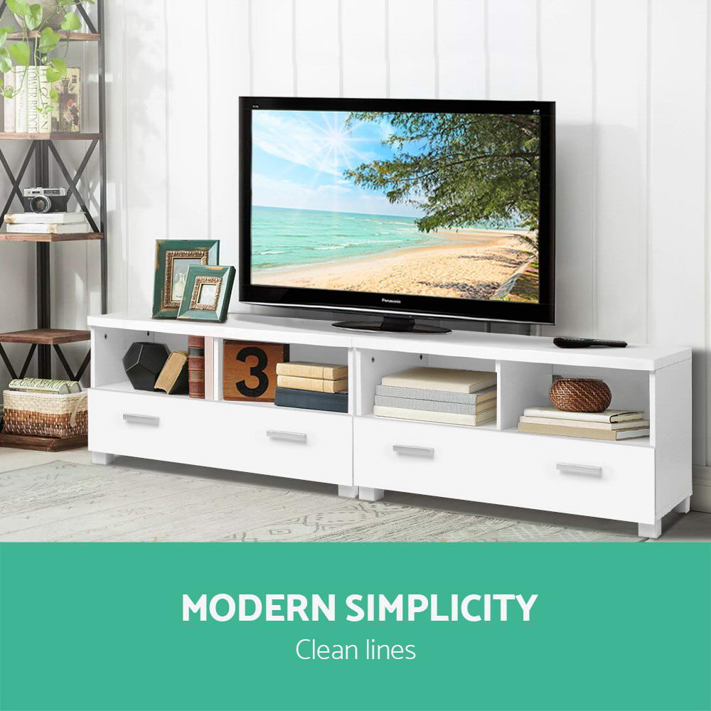 Larsen 180cm TV Stand Entertainment Unit with Drawers - White - White