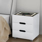 Grouse LED Bedside Tables Smart Wireless Charging Ports with 3 Drawers - White