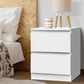 Kenora Wooden Bedside Tables Cabinet Lamp Side Tables Nightstand Unit with 2 Drawers - White