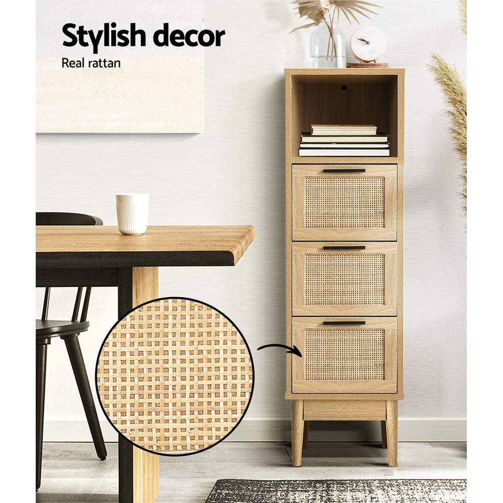 Artiss 3 Chest of Drawers with Shelf - Oak