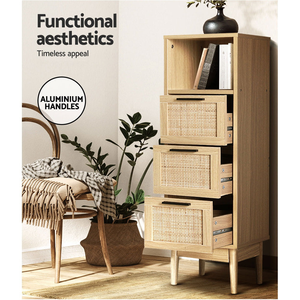 Artiss 3 Chest of Drawers with Shelf - Oak