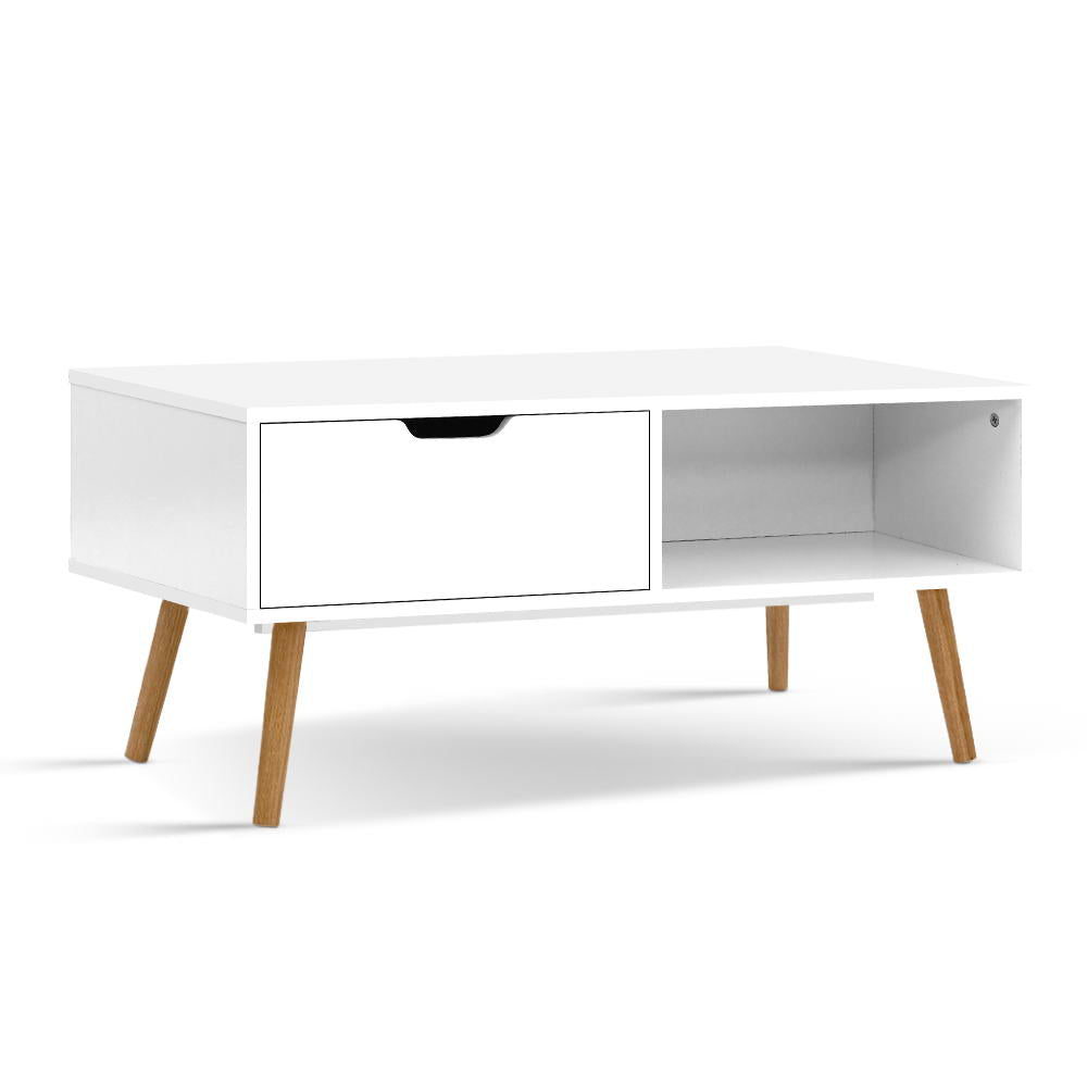 Ibycus Coffee Table with Storage Drawer - White