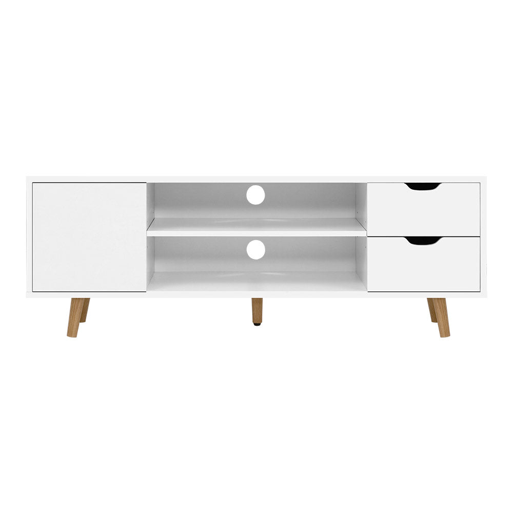 Quinby 120cm TV Cabinet Entertainment Unit Stand Wooden Scandinavian - White