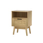 Simcoe Wood Rattan Bedside Tables Rattan Side Table Nightstand Storage Cabinet - Wood