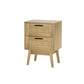 Simcoe Wood Rattan Bedside Tables Rattan Side Table Nightstand Storage Cabinet with 2 Drawers - Wood