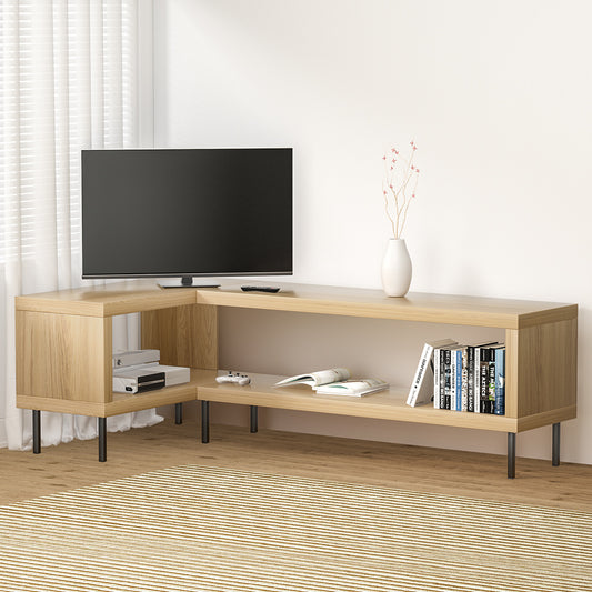 Elven 130cm Corner Entertainment Unit TV Cabinet Display Storage Shelf - Wooden - Pine