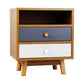 Sudbury Wooden Veneer Bedside Tables with 2 Drawers - Wood, White & Grey