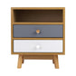 Sudbury Wooden Veneer Bedside Tables with 2 Drawers - Wood, White & Grey
