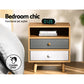 Sudbury Wooden Veneer Bedside Tables with 2 Drawers - Wood, White & Grey