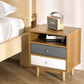 Sudbury Wooden Veneer Bedside Tables with 2 Drawers - Wood, White & Grey