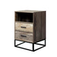 Souris Wooden Metal Legs Bedside Tables Side Table Nightstand Storage Cabinet Unit with 2 Drawers - Wood