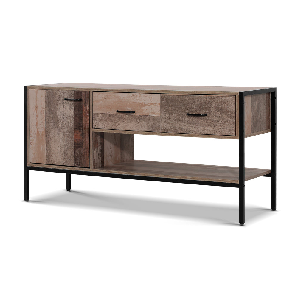Lars 120cm TV Stand Entertainment Unit Storage Cabinet Industrial Wooden - Rustic