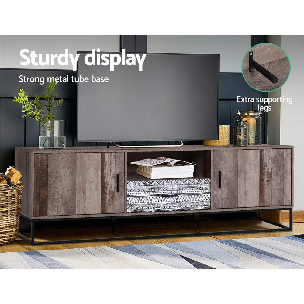 Lars 180cm TV Stand Entertainment Unit Storage Cabinet Industrial Wooden - Rustic