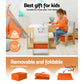 Pheby 3-Piece Kids Table & Chairs Set Activity Chalkboard Toys Storage Box Desk - White & Wood