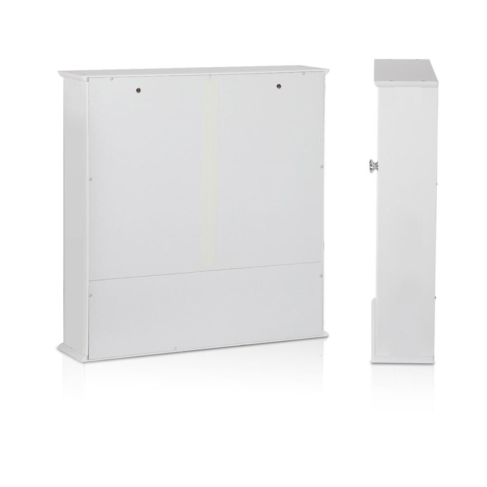 Bathroom Tallboy Storage Cabinet with Mirror - White