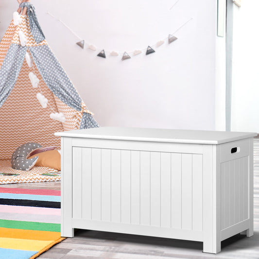 Kids Wooden Toy Chest Storage Blanket Box White Children Room Organiser