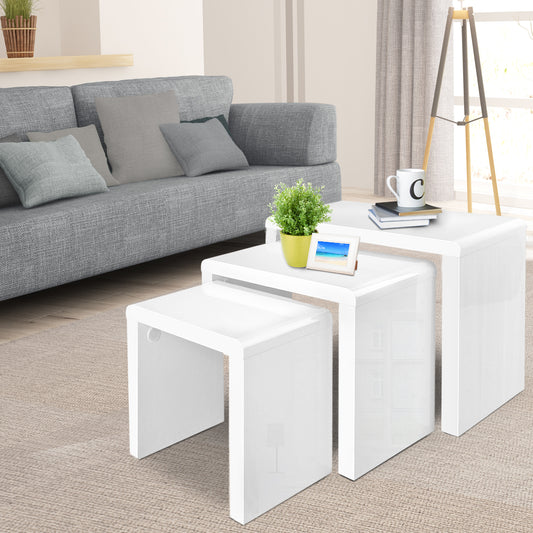 Iacchos Set of 3 Coffee Table Nesting Glossy - White
