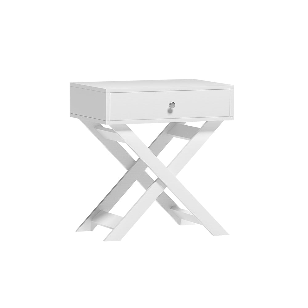 Coquitlam Wooden Bedside Tables Drawers Nightstand Bedroom Storage - White